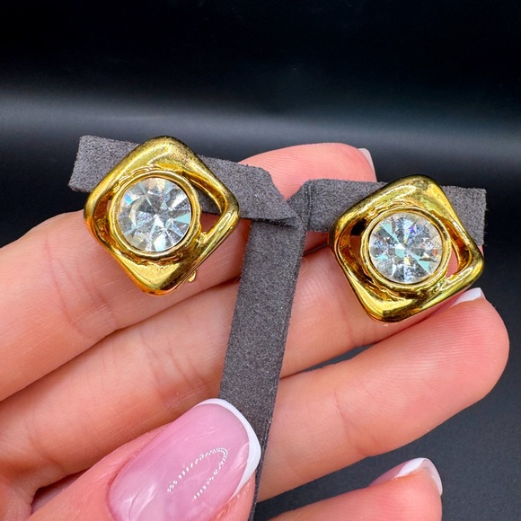 LOT 1611 18K gold plated Yves Saint Laurent vintage clip on...